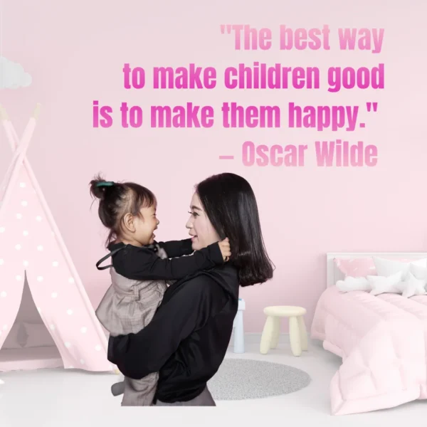 mother carrying her daughter and a motivational quote