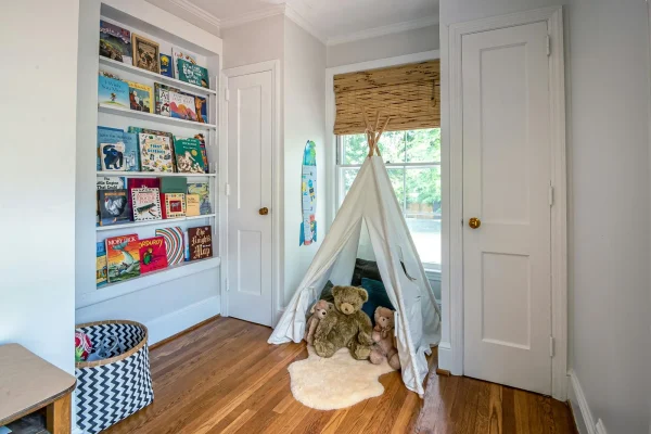 A clear floor space of a playroom