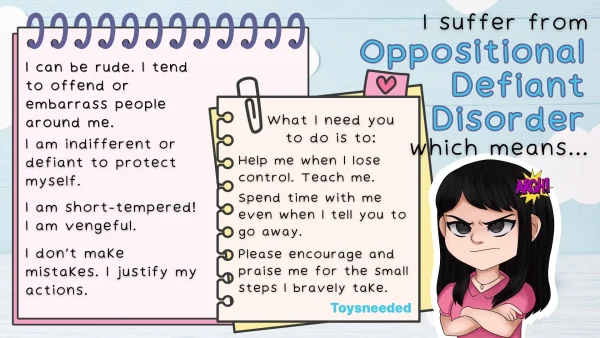 infographic poster detailing the signs of Oppositional Defiant Disorder