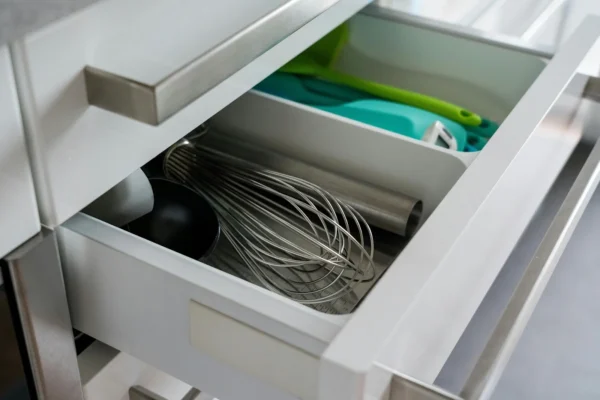 A drawer full of kitchen items.
