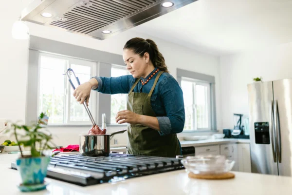 Woman doing one-pot meal prepping
